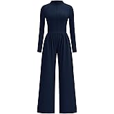 PRETTYGARDEN Long Sleeve Jumpsuit for Women 2026 Fall Date Night Rompers Dressy Casual One Piece Mock Neck Jumpsuits Pockets