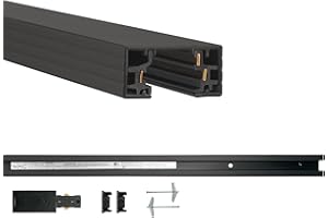 WAC Lighting H Track 4FT Single Circuit, 120V Field-Cuttable Track for H Style 3-Wire Fixtures, Includes Live End Kit and 2 Endcaps in Black (Pack of 1)