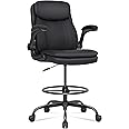 Misolant Tall Office Chair, Drafting Chair for Standing Desk, Executive Chair with Adjustable Height and Flip-up Armrest, Leather Drafting Chair, High Office Chair for Counter Height Desk