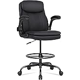 Misolant Drafting Chair, Tall Office Chair for Standing Desk, High Leather Executive Office Chair with Adjustable Height and Flip-up Armrest for Counter Height Desk