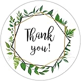 Greenery Wreath Thank You Stickers, 2 inch 50Pcs Self-Adhesive Thank You Labels Great for Wedding, Small Business, Bakeries, Handmade Goods Birthday Party Favors Labels & Mailing Supplies.