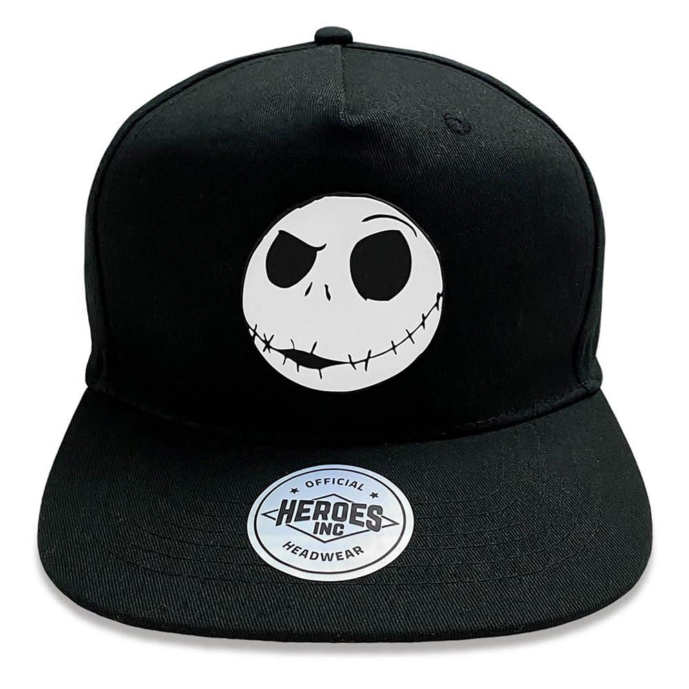 Heroes Inc. Nightmare Before Christmas Jack Flat Visor Hat Black Adjustable Snapback Cap