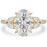 Maxinejewelry 3.5 Carat Oval Cut Engagement Ring for Women, S925 Silver 5A Cubic Zirconia Ring for Women, Vintage-Inspired Design