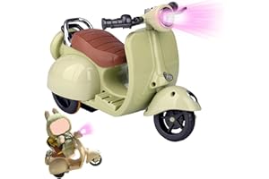WNRTSA Scooter for Dolls Accessories, Cute Light-Up and Musical Seat with 360° Rotation, Cute Motorcycle for Dolls– Perfect for Doll Collectors, Batteries Not Included (Green)