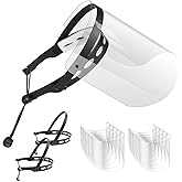 EWA Adjustable Face Shield(2pack+10visors), All-Round Protection Cap with Clear Anti-Fog Shields, Lightweight Transparent Face Shields(2 Support Frame + 10 Replaceable Visors+ 4 Sponge Strips)-Black