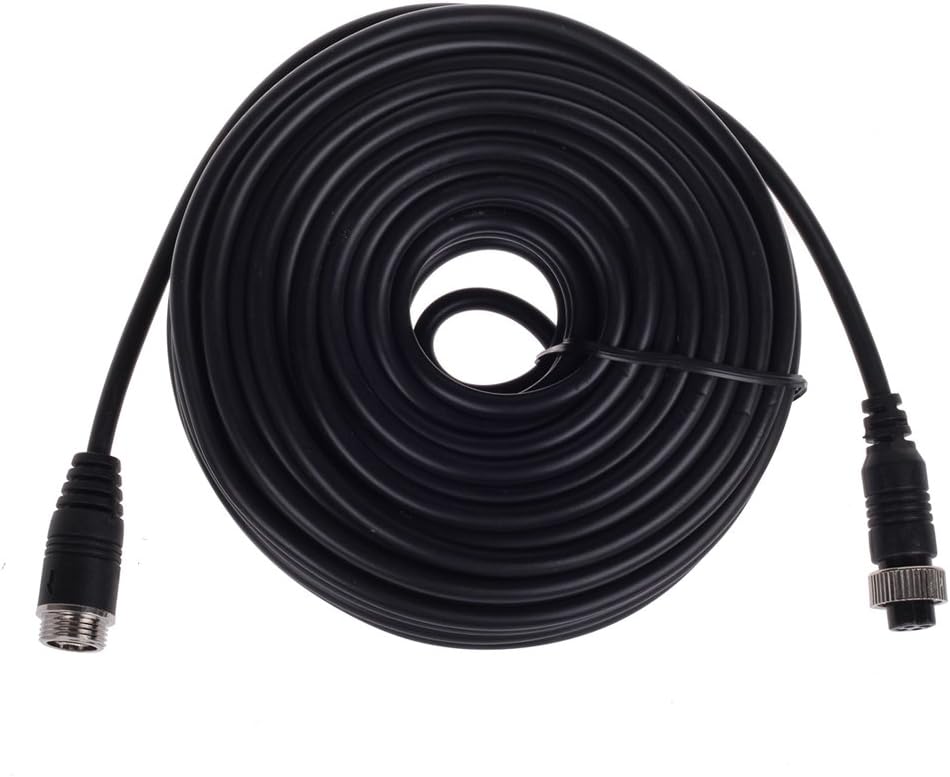 4Pin Connector Plug Video and Power AV Extension Cable Cord Waterproof Shock Proof for Car Truck Bus Caravans Motorhome Horse Reverse Backup Camera Monitor Parking Kit 20 Meters 64ft by HitCar