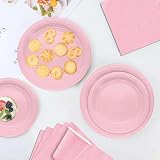 POPOYU 16Pcs Pink Party Cups Plates Set 9 oz Disposable Tableware Kids Party view 3