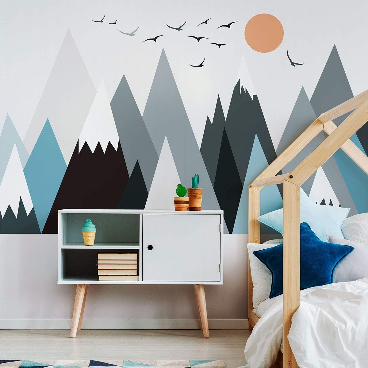 Voxloud Com Ameublement Et Decoration Decorations Murales Autocollant Mural Geant Montagnes Scandinaves Chapka Decoration Chambre Bebe Stickers Muraux Enfant Stickers Muraux Enfants H45 X L180 Cm Sticker Mural Scandinave