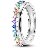 Hapour 925 Sterling Silver Ring for Women, Eternity Gorgeous Rings Stackable Rings for Women Teens Valentine Day Gifts for Her Ring Size 6-9