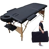 Stanz (TM) Super Stable Portable 2 Fold Massage Reiki Facial Lashing Table 72 inches Long Bed with Carrying Bag & Headrest, A