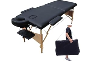 Stanz (TM) Super Stable Portable 2 Fold Massage Reiki Facial Lashing Table 72 inches Long Bed with Carrying Bag & Headrest, A