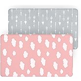 Pack and Play Sheets Fitted, 2 Pack Playard Sheet Fits for Pack n Play Mattress, Mini Crib Sheets for Baby