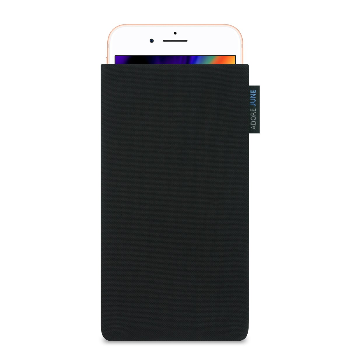 Adore June Classic Black Case Compatible with iPhone 8 Plus Mobile Phone Case Made of Durable Cordura Fabric with Screen Cleaning Effect, Made in Europe