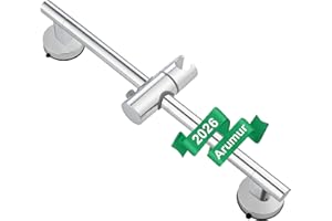 Upgraded 17.7 Inch Shower Slide Bar w/ Waterproof Suction Cup,SUS Metal Bar Heavy Duty, Removable & Adjustable Handheld Showe