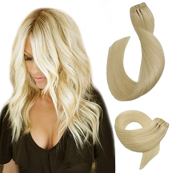 Amazon Com Clip In Hair Extensions Platinum Blonde Real Human