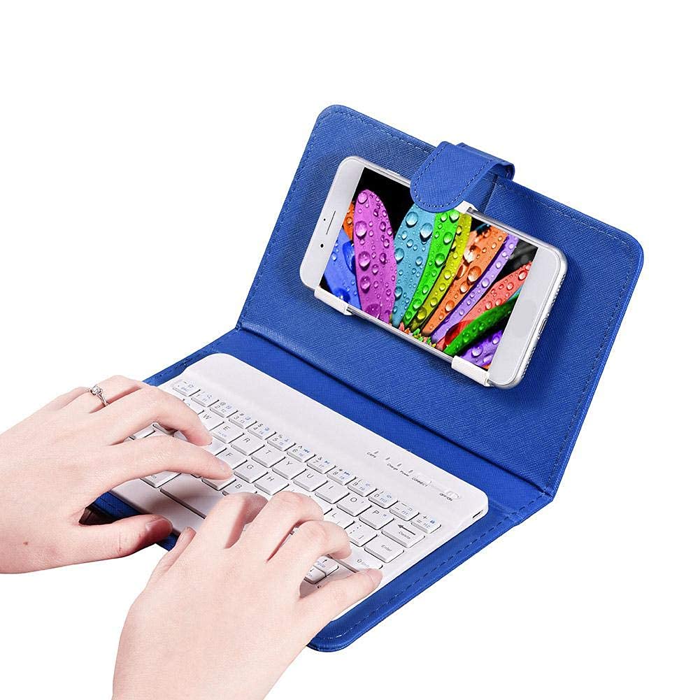Bluetooth Keyboard Case, Detachable Wireless Keyboard with Flip Case Cover, Tablet Keyboard Case For Android, iOS (Blue)