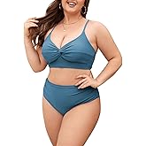 ZAFUL Womens Plus Size Bikini Twist High Waisted Bikini Sets Push Up Bikini Swimsuits Tummy Control 2 Piece Bathing Suit