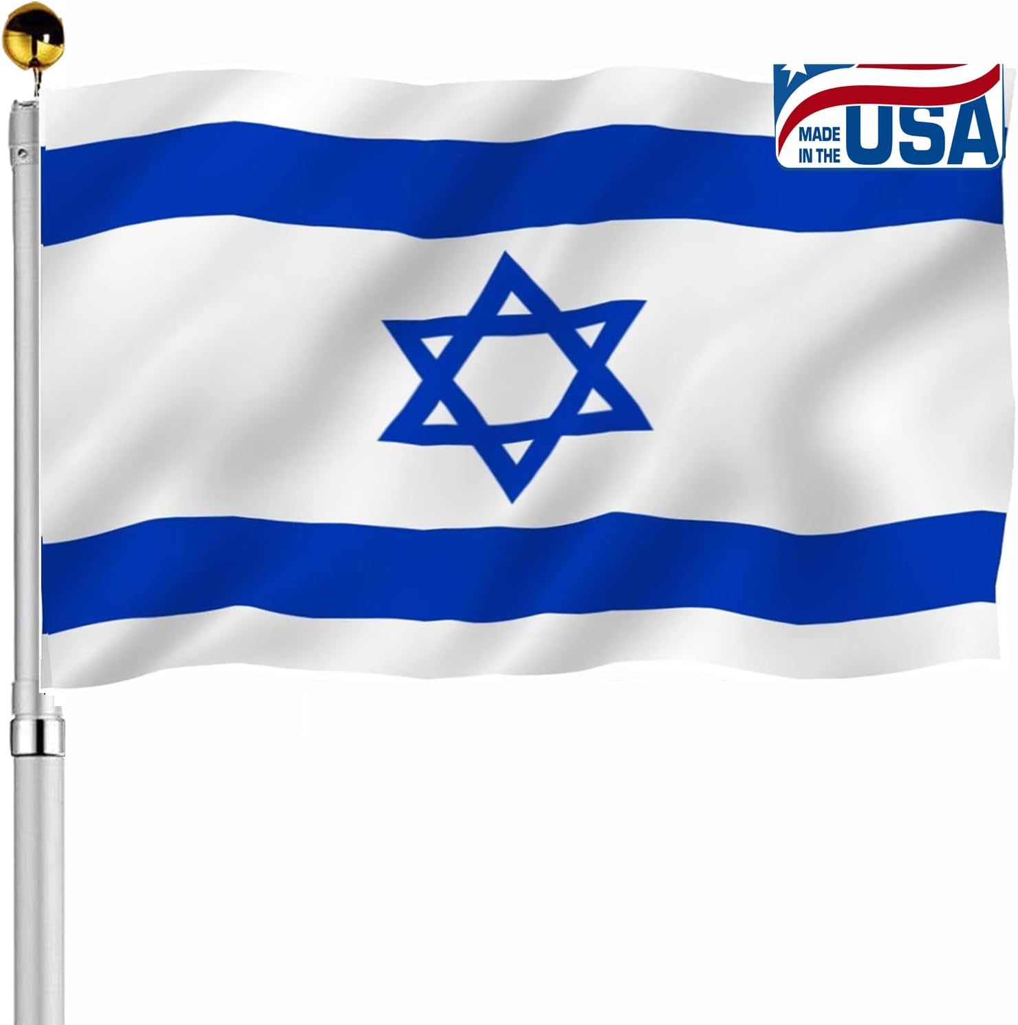 Flags - Israel Israeli Flags 3x5 Outdoor Made In USA- Israeli National Flag Fade Resistant with 2 Brass Grommets for Outside Oudoor