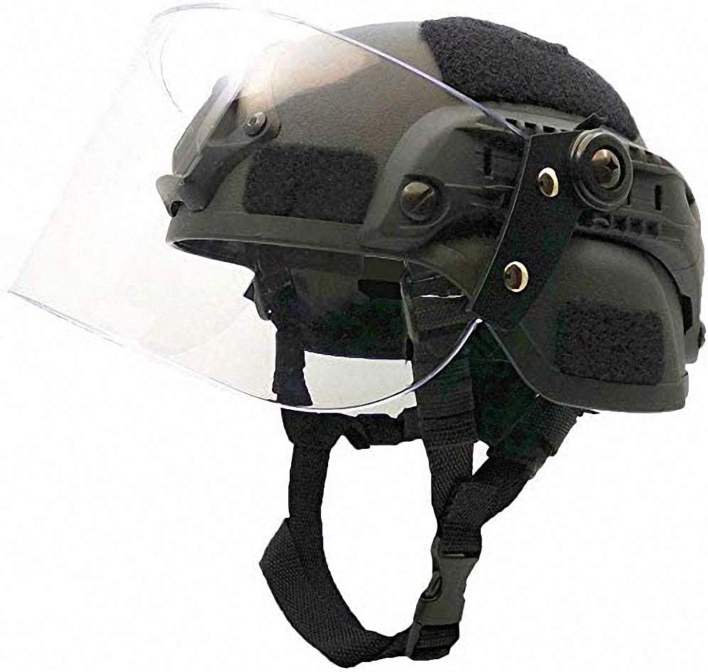 Tactical MICH 2000 Fast Helmet with Clear Riot Visor Face Shield