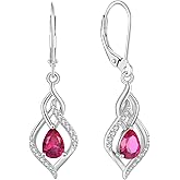 Blaniy Infinity Dangle Drop Earrings for Women 925 Sterling Silver Teardrop Leverback Earrings with Birthstone Jewelry Gifts for Her