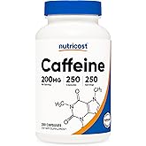 Nutricost Caffeine Pills, 200mg Per Serving (250 Caps)