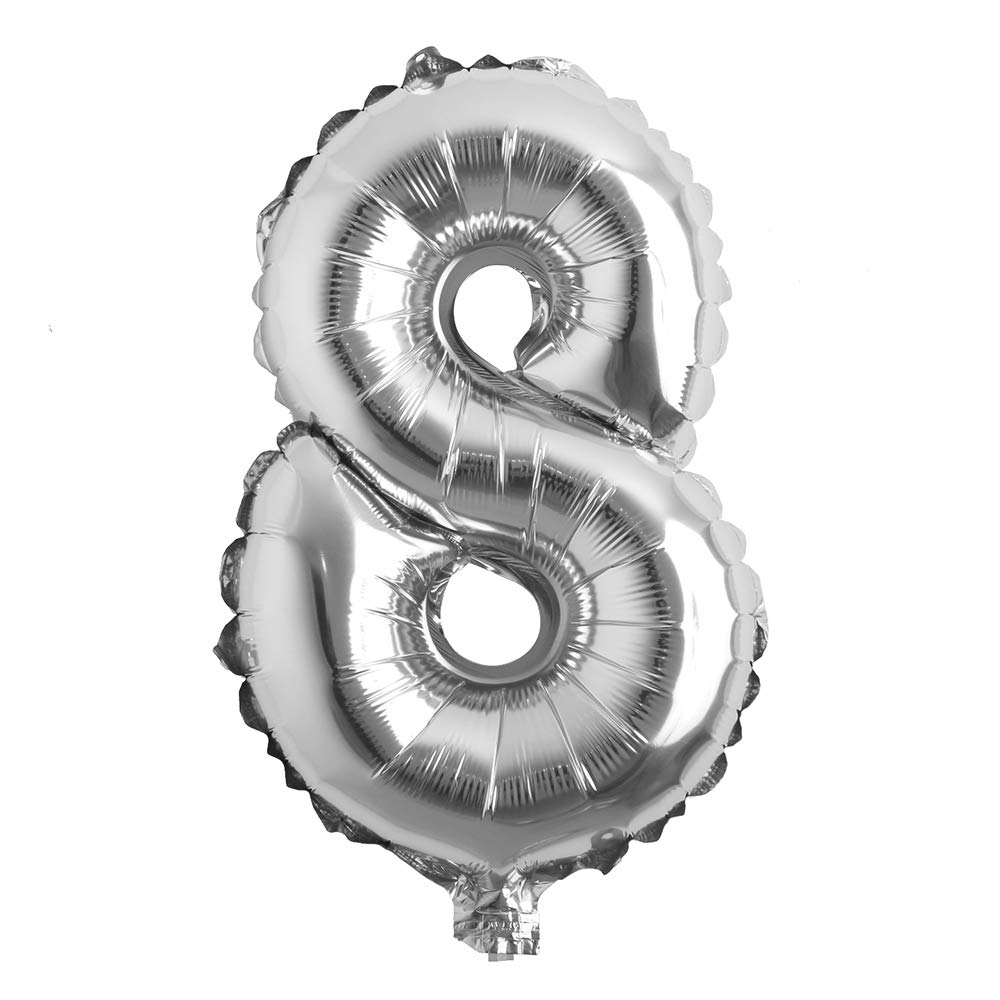 Photo 1 of 16" inch Single Silver Alphabet Letter number Balloons Aluminum Hanging Foil Film Balloon Wedding Birthday party decoration banner Air Mylar Balloons (16 inch Silver 8)