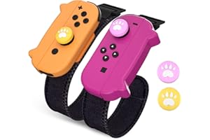 NANANINO Dance Switch Wristband, Wrist Bands for Dance Switch 2023 2022 2021 2020 2019, Adjustable Elastic Straps for Joy-Cons Controller - Purple and Orange (2 Packs)