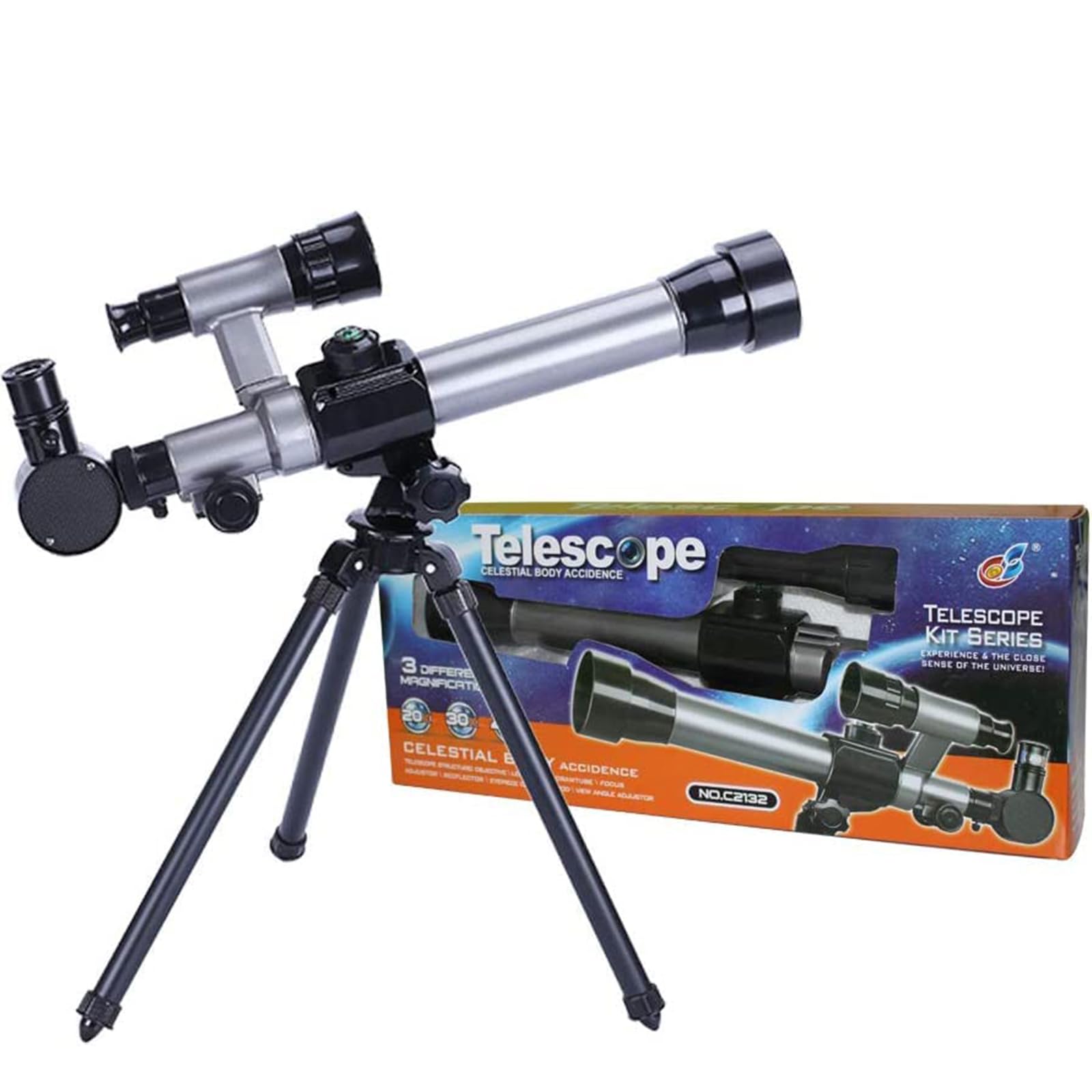 ALEENFOON Telescope 20X-30X-40X Adjustable Early Science Astronomical Children Telescope for Kids Beginners Astronomy Star Gazing, with Tripod Eyepieces Compass Star finderscope Set