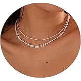LEXODY Gold Necklaces for Women Dainty Necklace Jewelry Set Cuban Link Beaded Chain 14k Gold Layered Necklace Pendant Necklace Choker for Women Jewelry Gifts