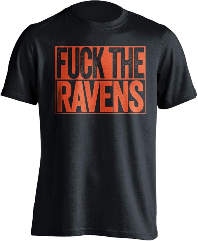 Fuck The Ravens - Funny Smack Talk Shirt - Brown and Orange Version - Uncensored Box Design 