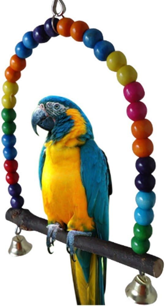 LIANCHI Small or Large-Sized Parrot Toy Pure Natural Colorful Bead Cage Parrot Chewing Toy (Large)