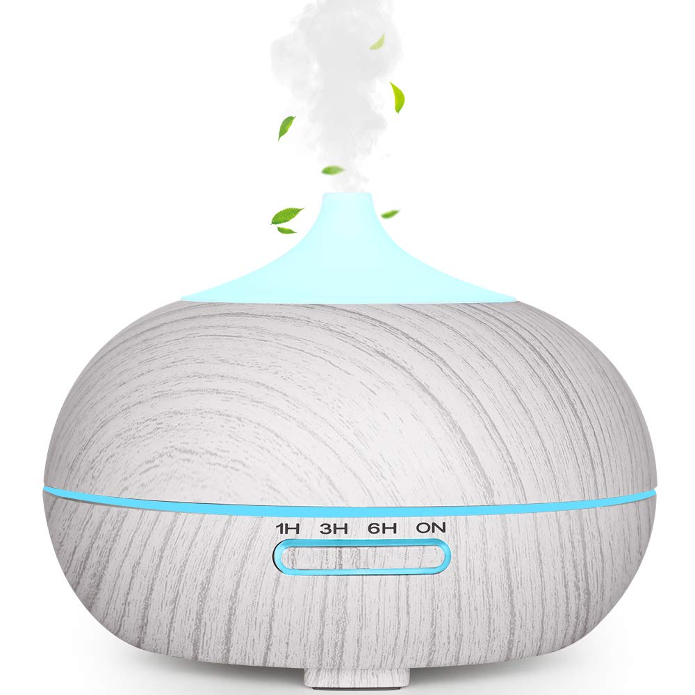 WD&CD 300-400 ML Essential Oil Diffusers Ultrasonic Aroma Diffuser Humidifier Cool Mist, Waterless Auto-off, Adjustable Mist Mode, 7 Color Changing Lights, 3 Timer Setting/Whisper Quiet (White)