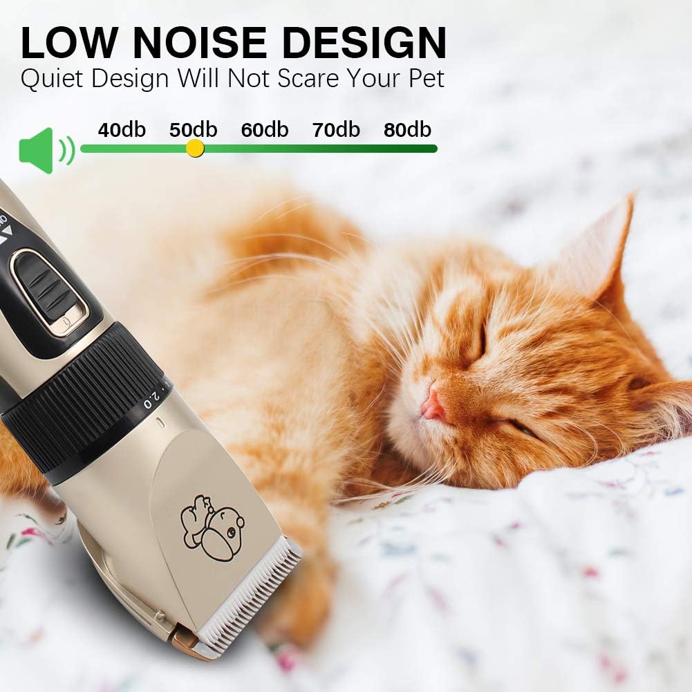 Supoggy Professional Dog Clippers, Rechargeable Cordless Dog Grooming kit, Low Noise Pet Hair Clipper Trimmer Shaver with Comb Guides Scissors Nail Kits for Dogs Cats
