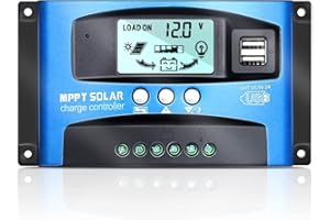 OOYCYOO 100A MPPT Solar Charge Controller 12v/24v Current Auto Focus MPPT Tracking Charge with LCD Display Dual USB Solar Regulator Charge Controller Multiple Load Control Modes