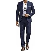 COOFANDY Men's 2 Piece Suits Classic Fit 2 Button Casual Suits Sets Blazer Jacket and Dress Pants for Wedding Business Prom