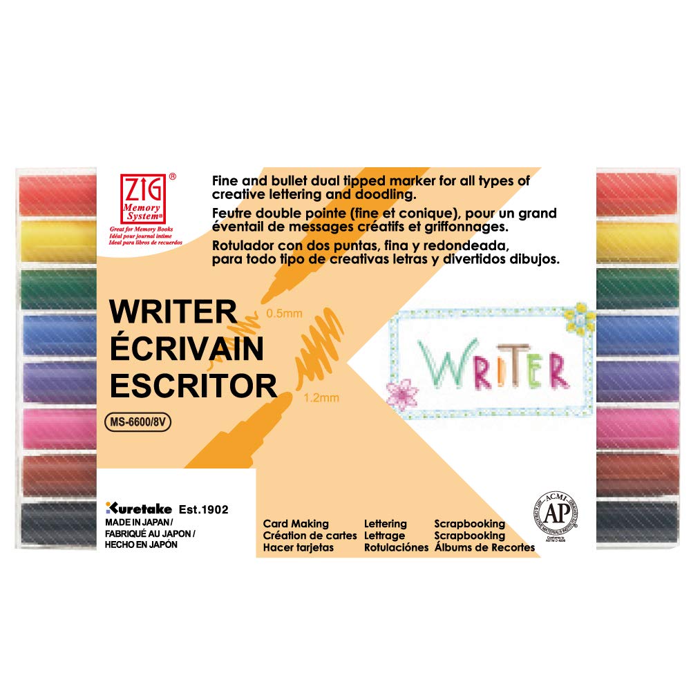 Zig Memory System Writer Dual-Tip Markers 8/Pkg