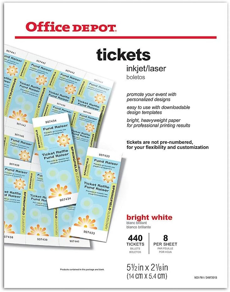 Office Depot R Laser Inkjet Tickets Pack Of 440 Tickets