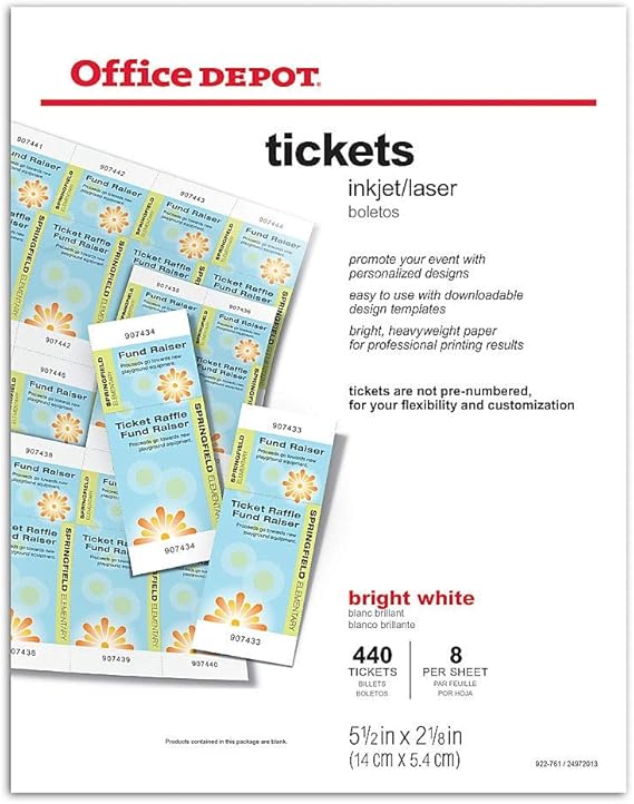 Office Depot R Laser Inkjet Tickets Pack Of 440 Tickets