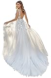 SEIM Vintage Lace Appliqued Wedding Dresses with