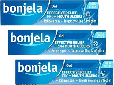 Bonjela Antiseptic Gel 15 g Pack of 3 for Mouth Ulcers Cold Sores Dentures