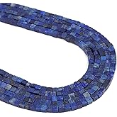BEADIA Natural Lapis Lazuli Cube Spacer Beads 4mm Loose Square Stone Beads for Jewelry Making 38cm/Strand