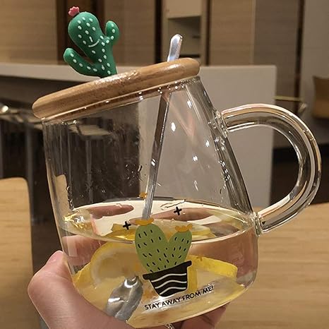 Amazon Kemore コップ ガラスコップ マグカップ かわいい かわいい柄 おしゃれ 耐熱ガラス カップセット ペア 蓋 スプーン付き プレゼント 450ml タンブラーグラス オンライン通販