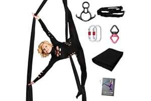 PRIOR FITNESS Aerial Silks Set, Professional Thicker Low Stretch Fabric 9/15/20 Yards Aerial Silk Swing Set with Hardware Guide, Yoga Starter Kit For Home, Aerial Yoga Hammock, Silks for Gymnastics, Antigravity Yoga, Inversion Exercise-All Levels