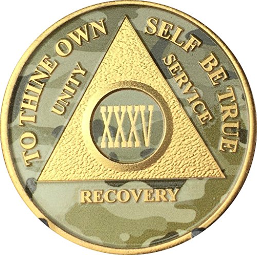 35 Year AA Medallion Camo Gold Plated Anniversary Chip Camouflage Color