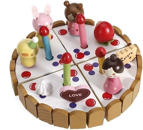 Zcsmg En Bois Dessin Anime Pretend Play Gateau D Anniversaire Jouet Pour Enfants Amazon Fr Bricolage