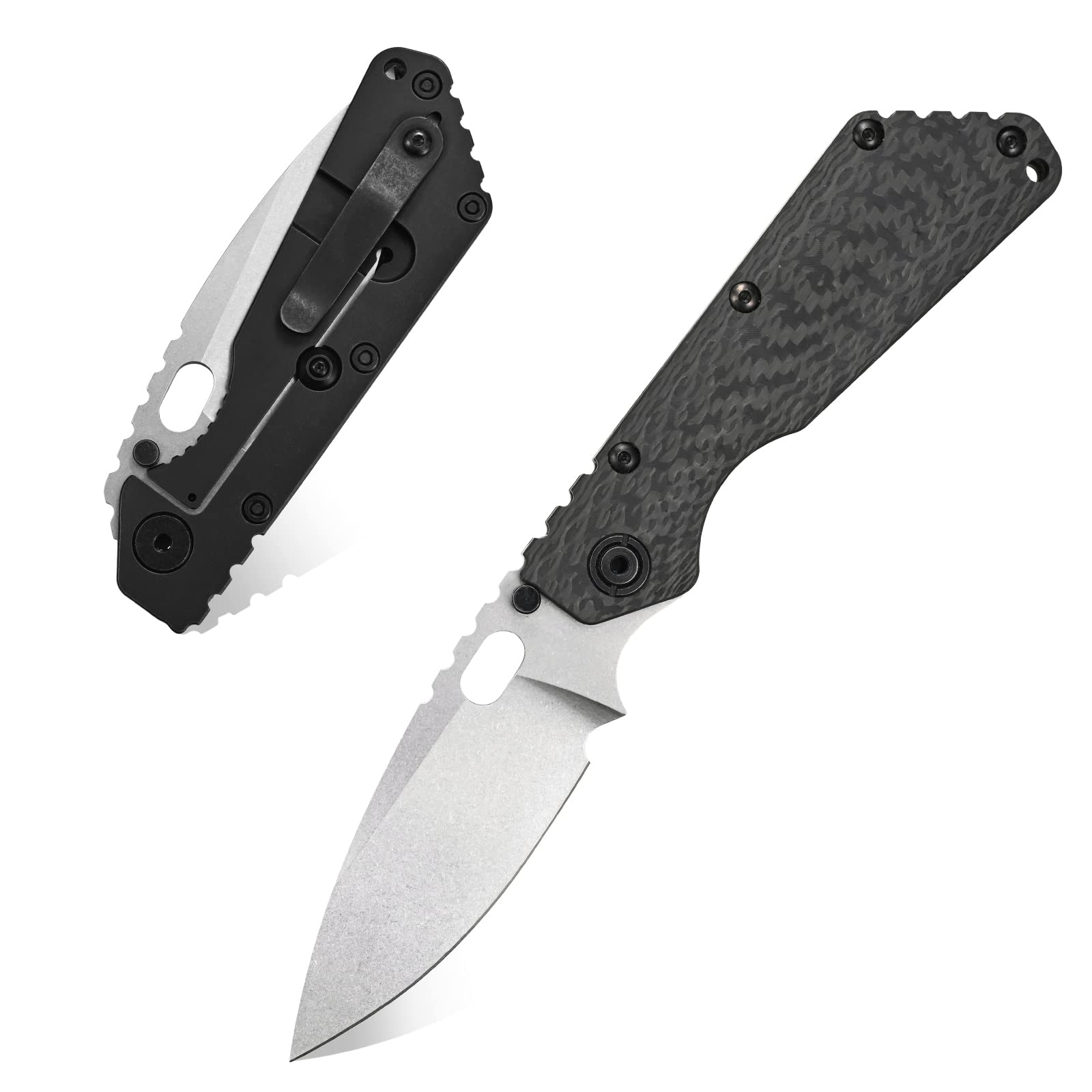 Photo 1 of Eafengrow EF225 Pocket Knife Hunting Knives D2 Blade Titanium Handle with Clip EDC Tools Survival (black)