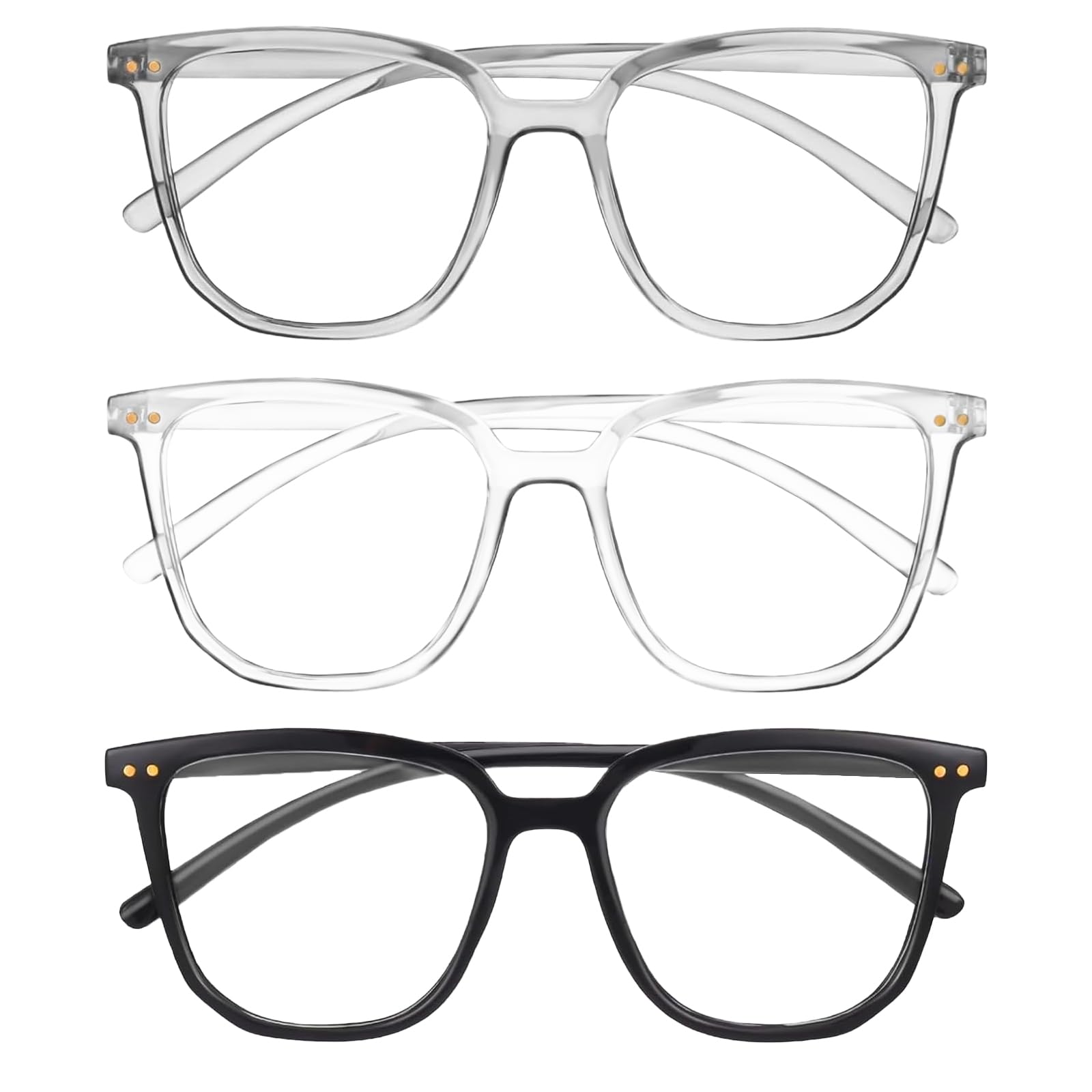 FEXPDL 3 Packs Blue Light Blocking Glasses, Anti-Glare Glasses, Computer Glasses, Blue Light Blocking Lightweight Blue Light Glasses, Women Fashion Blue Light Glasses for Men and Women, Black, Black