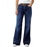 Madrirdma Baggy Jeans for Women Mid Rise Wide Leg Straight Jeans Trendy Denim Pants Without Belt