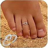 AIBELOPY 925 Sterling Silver Heart Toe Rings for Women Non Tarnish Cute Dainty Love Knot Foot Ring Adjustable Open Toe Ring Hypoallergenic Summer Beach Foot Valentines Jewelry Accessories
