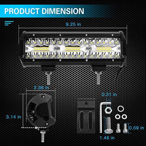 LED Light Bar AMBOTHER 9 Inch 360W 36000LM Off Road Fog Lighting Spot Flood Combo Triple Rows Driving Lights for Truck Car Jeep Boat SUV ATV UTV Pickup, 2 Years Warranty